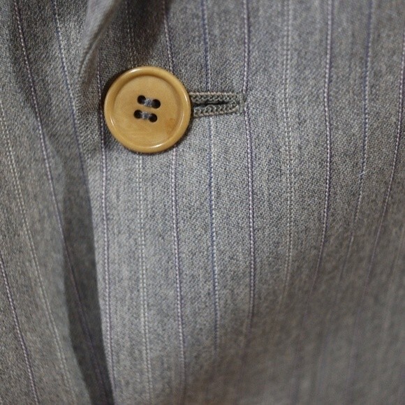 Marzotto Principe Italy Gray Pinstripe Pant Suit Wool Blend Classic Power Suit L - Picture 8 of 16